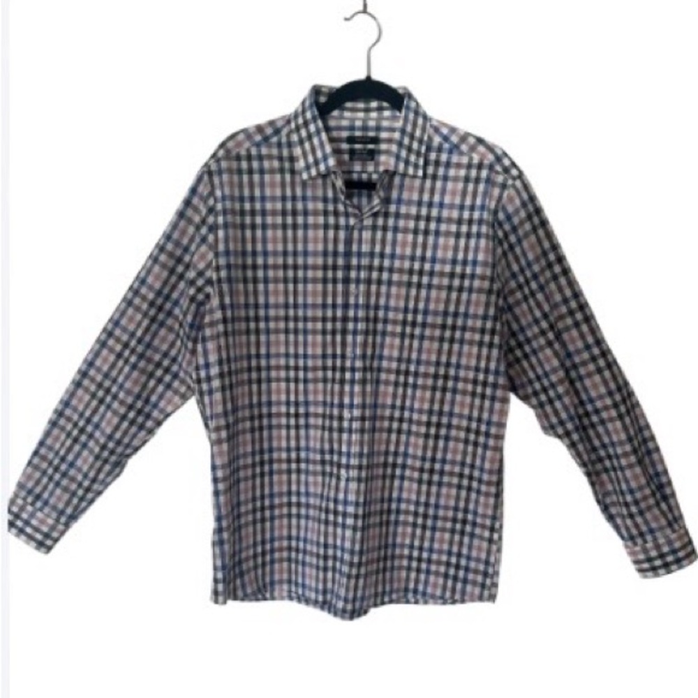 Long Sleeve Plaid Button Down Shirt Preppy Cotton Men’s Size M Academia - Picture 3 of 13